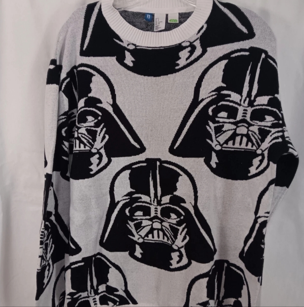 Darth Vader Star Wars Black White Sweater Mens Size S, Thin Sweater